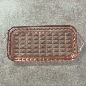 Vintage Jeannette Glass Company Windsor Pattern Pink Depression Glass Tray
